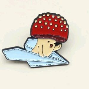 *2 for $13* Paper Airplane Red Mushroom Pilot Pin